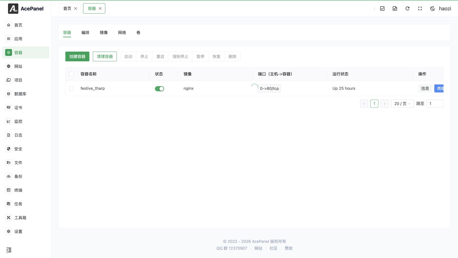 Container overview
